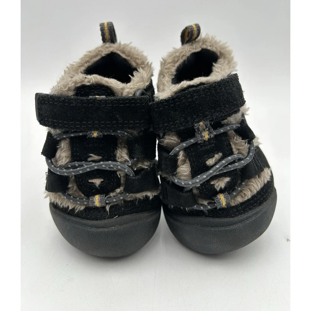 Keen Newport Shoes Black Suede Infant Size 4 Baby Shoes Faux Fur‎ Trim